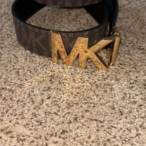 Michael Kors Monogram Belt with Gold MK Buckle